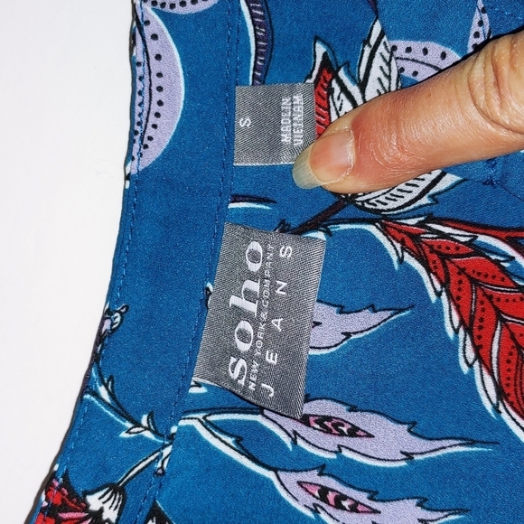 SOHO Jeans Button Floral Blouse Top S - Picture 5 of 6